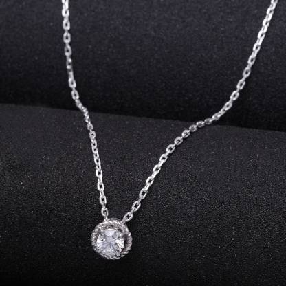 Silver/ Gold / Rose gold CLARA Rope Rhodium Cubic Zirconia Sterling Silver Pendant