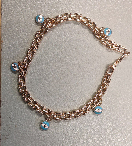 Silver/ Gold/ Rose Gold Elegant Gold Chain Bracelet with Evil Eye Charms – A Symbol of Protection &amp; Style