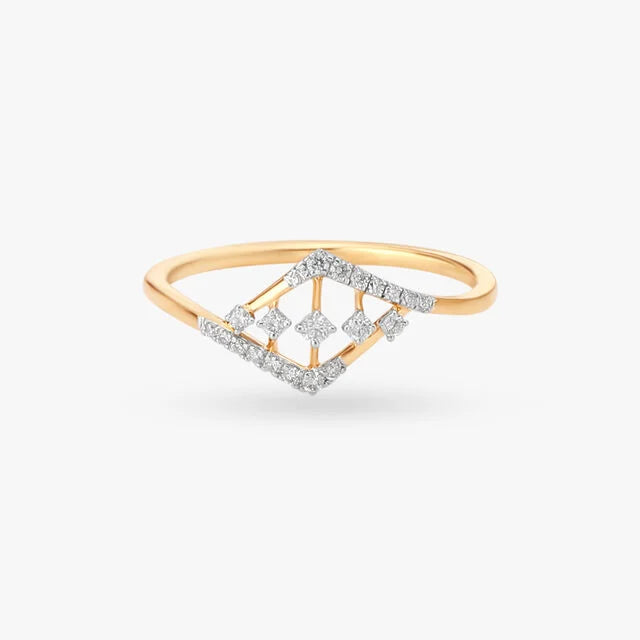 Elegant 14K Gold Diamond Ring – Unique Geometric Design (Copy)