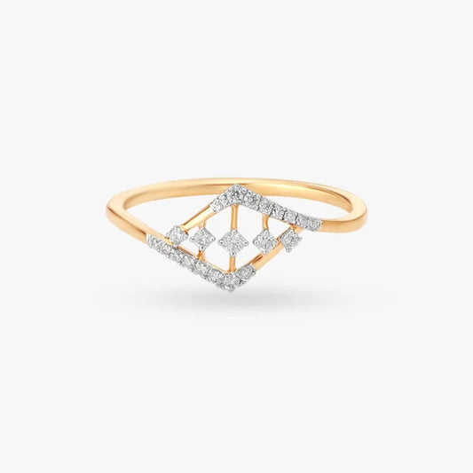 Elegant 14K Gold Diamond Ring – Unique Geometric Design (Copy) (Copy)