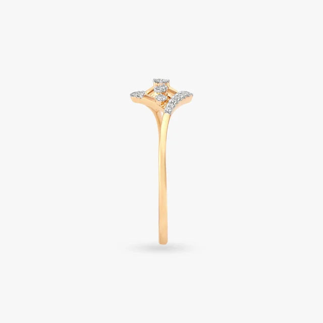 Elegant 14K Gold Diamond Ring – Unique Geometric Design (Copy)